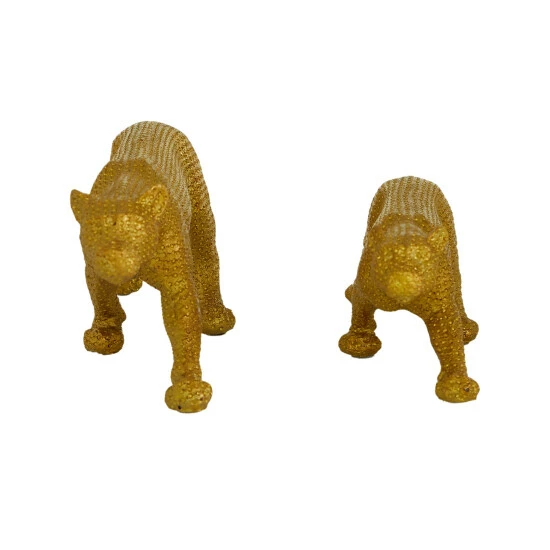 Best Pirce 🤩 Studio 350 Gold Polystone Glam Sculpture Leopard (Set Of 2) - 18 X 4 X 6 And 14 X 4 X 4 🤩 - Image 3