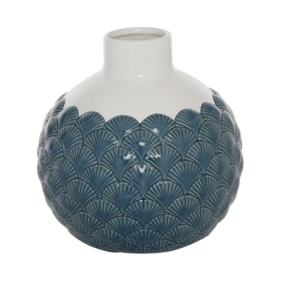 Best Pirce 💯 Studio 350 Blue Ceramic Coastal Vase 9 X 8 X 8 - 8 X 8 X 9Round ⭐ - Image 2