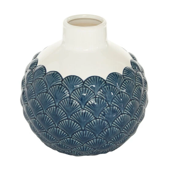 Best Pirce 💯 Studio 350 Blue Ceramic Coastal Vase 9 X 8 X 8 - 8 X 8 X 9Round ⭐ - Image 3