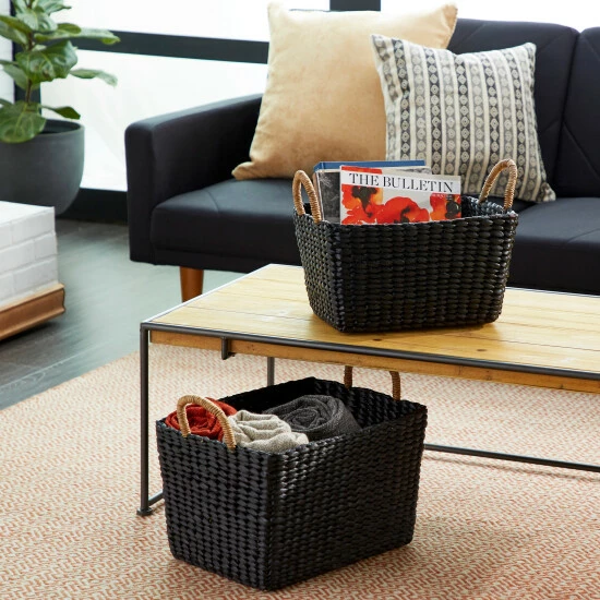 Coupon ✔️ Studio 350 Black Banana Leaf Eclectic Storage Basket (Set Of 2) ❤️