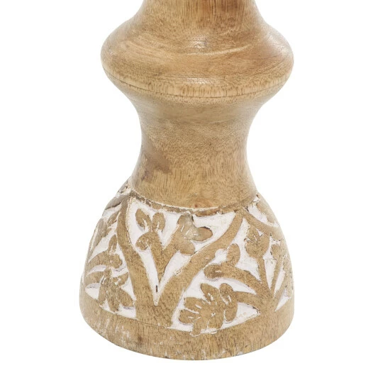 New 🧨 Studio 350 Brown Wood Country Cottage Candle Holder (Set Of 3) - S/3 6", 8", 10"H 🤩 - Image 4