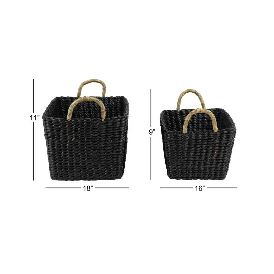 Coupon ✔️ Studio 350 Black Banana Leaf Eclectic Storage Basket (Set Of 2) ❤️ - Image 7