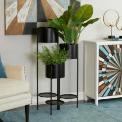 Best Pirce โจ Studio 350 Black Metal Modern Planter - 20 X 14 X 40 ๐คฉ