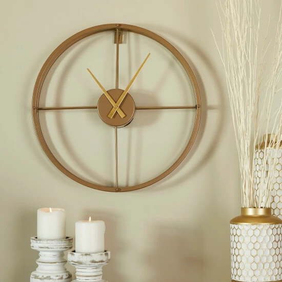 Promo 👍 Studio 350 Stainless Steel Open Frame Round Wall Clock - 3"W X 19"L X 19"H Silver ❤️