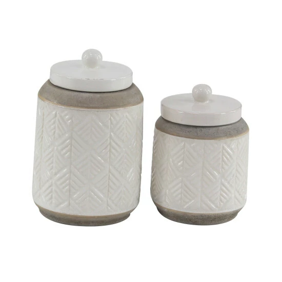 Flash Sale 🔔 Studio 350 Stoneware Country Decorative Jar (Set Of 2) Grey 😉 - Image 2