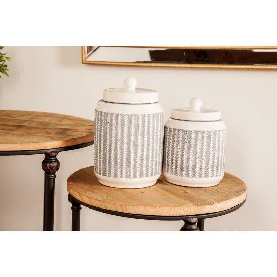 Flash Sale 🔔 Studio 350 Stoneware Country Decorative Jar (Set Of 2) Grey 😉 - Image 6