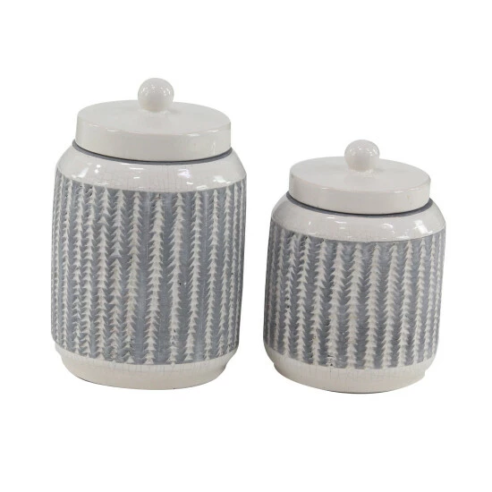 Flash Sale 🔔 Studio 350 Stoneware Country Decorative Jar (Set Of 2) Grey 😉 - Image 7