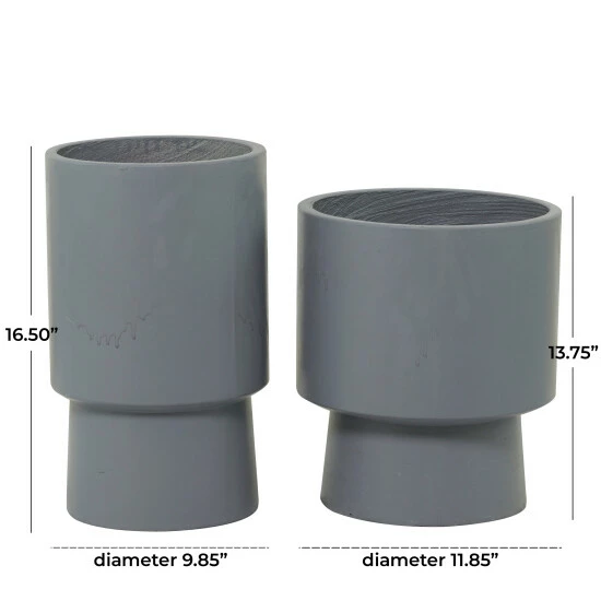 Deals 👏 Studio 350 Magnesium Oxide Modern Planter (Set Of 2) - S/2 14", 17"H Blue 🎁 - Image 4